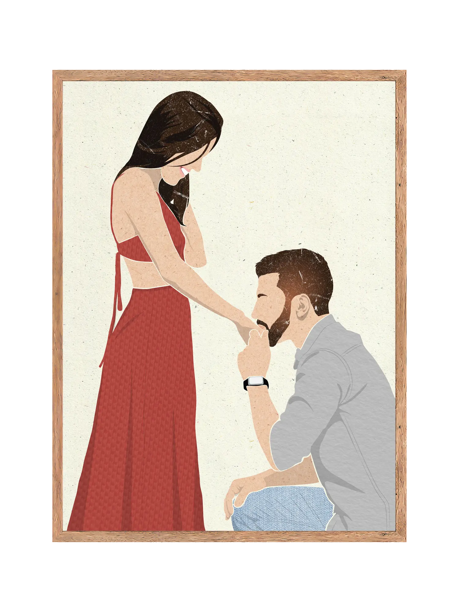 Textured hand-drawn personalized portrait from photo in Australia – unique illustration, gift or keepsake