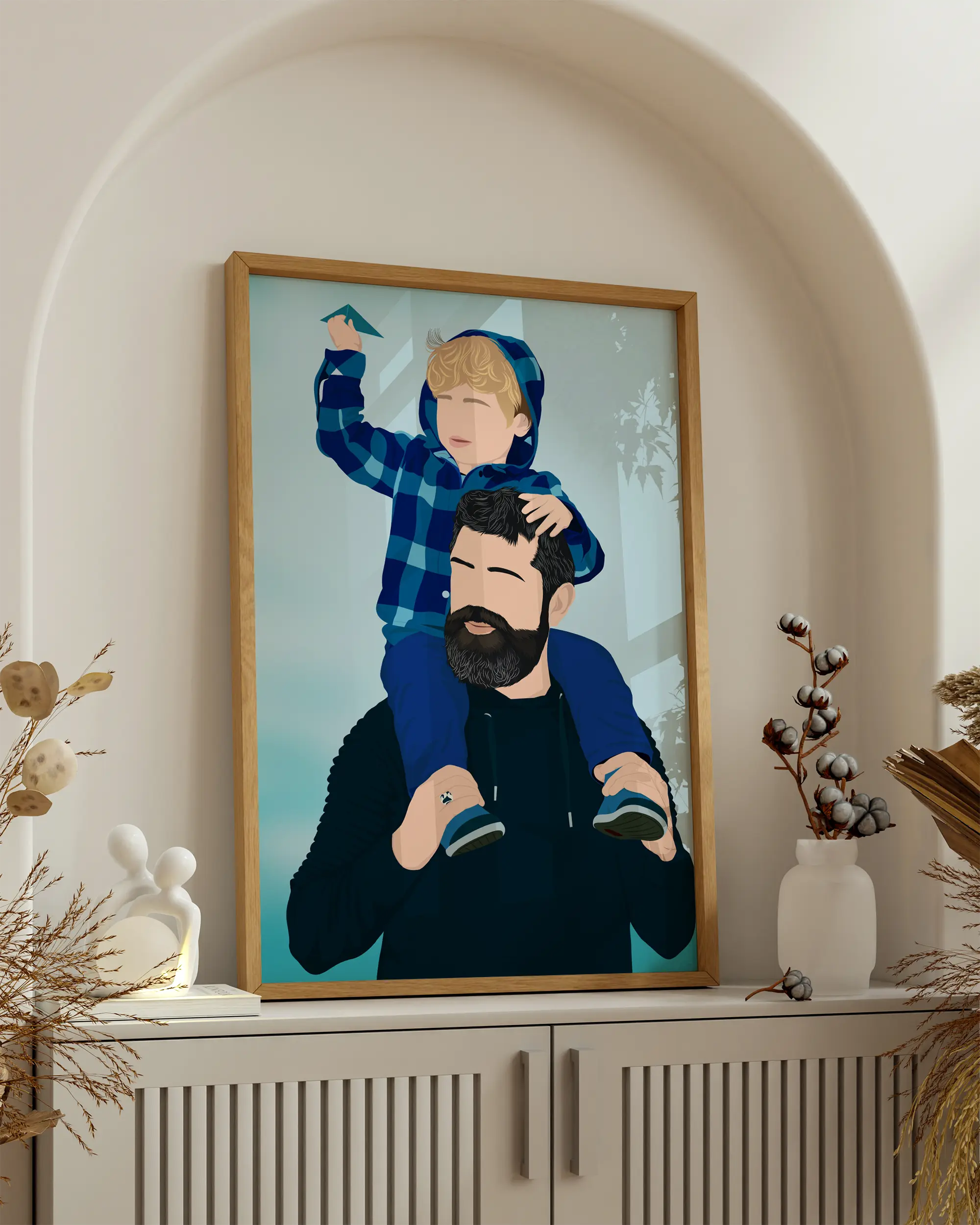 Custom portrait of father and child – hand-drawn artwork for Father’s Day in Australia