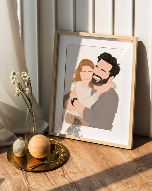 Hand-drawn father and son illustration – unique personalized gift in Australia