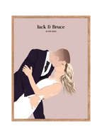 Custom hand-drawn bridal illustration from photo in Australia – personalized bride portrait, wedding gift
