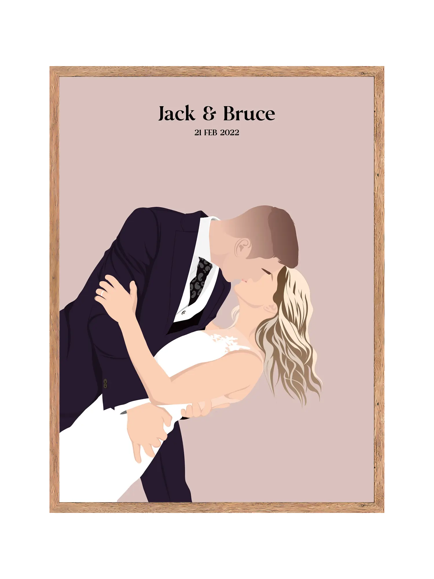 Custom hand-drawn bridal illustration from photo in Australia – personalized bride portrait, wedding gift