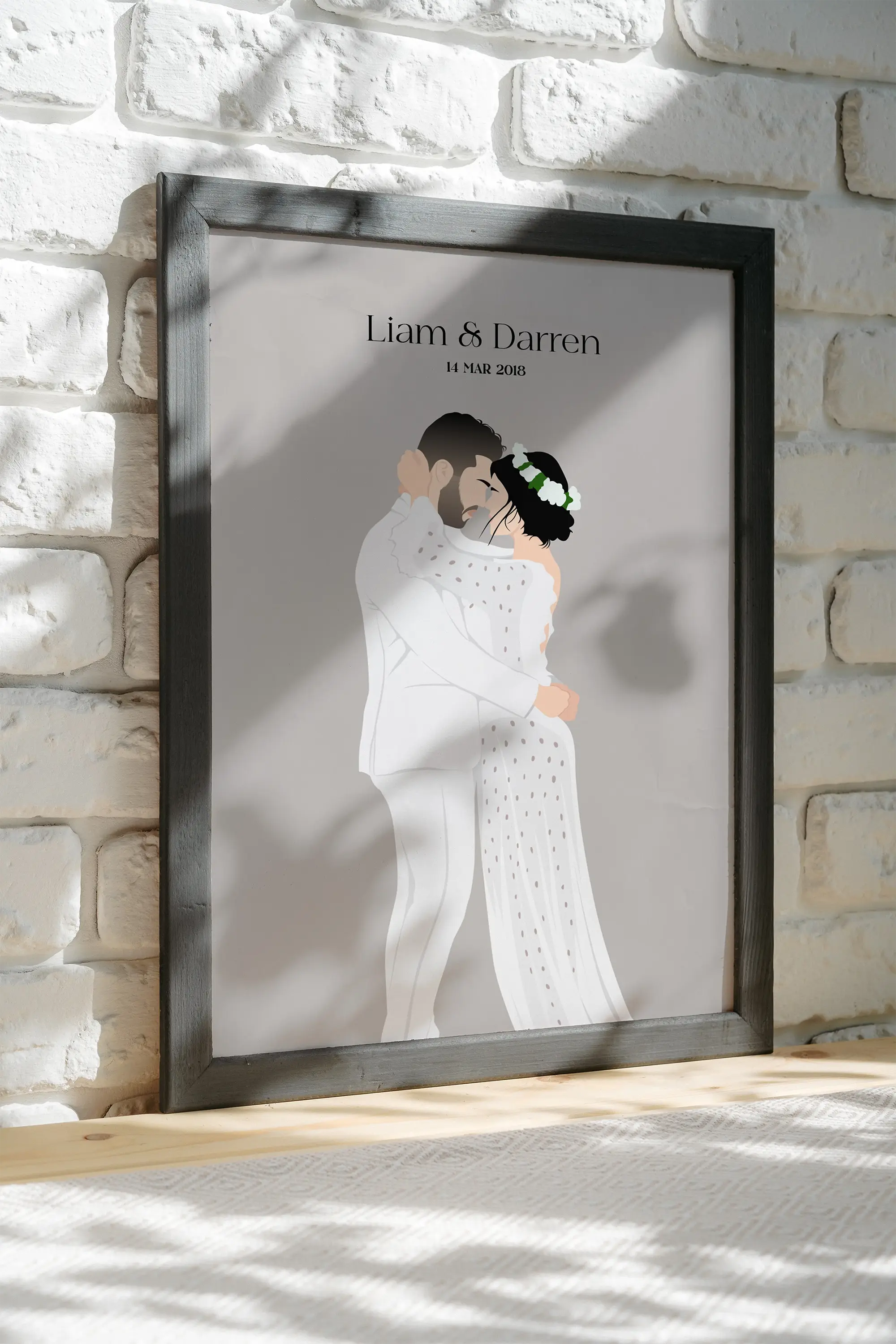 Unique hand-drawn bride keepsake – custom wedding illustration Australia
