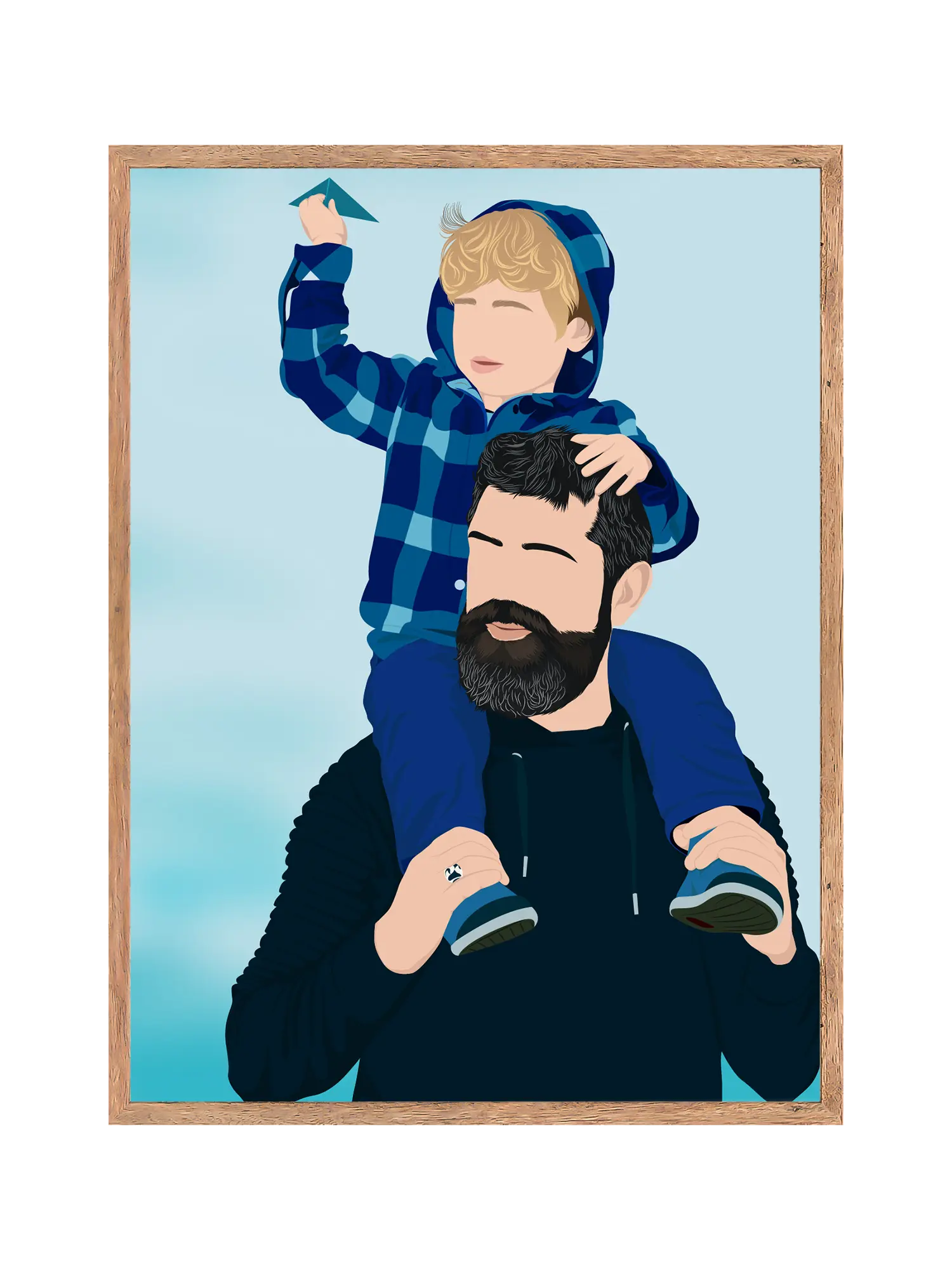 Custom hand-drawn father and son portrait in Australia – personalized Father’s Day gift illustration
