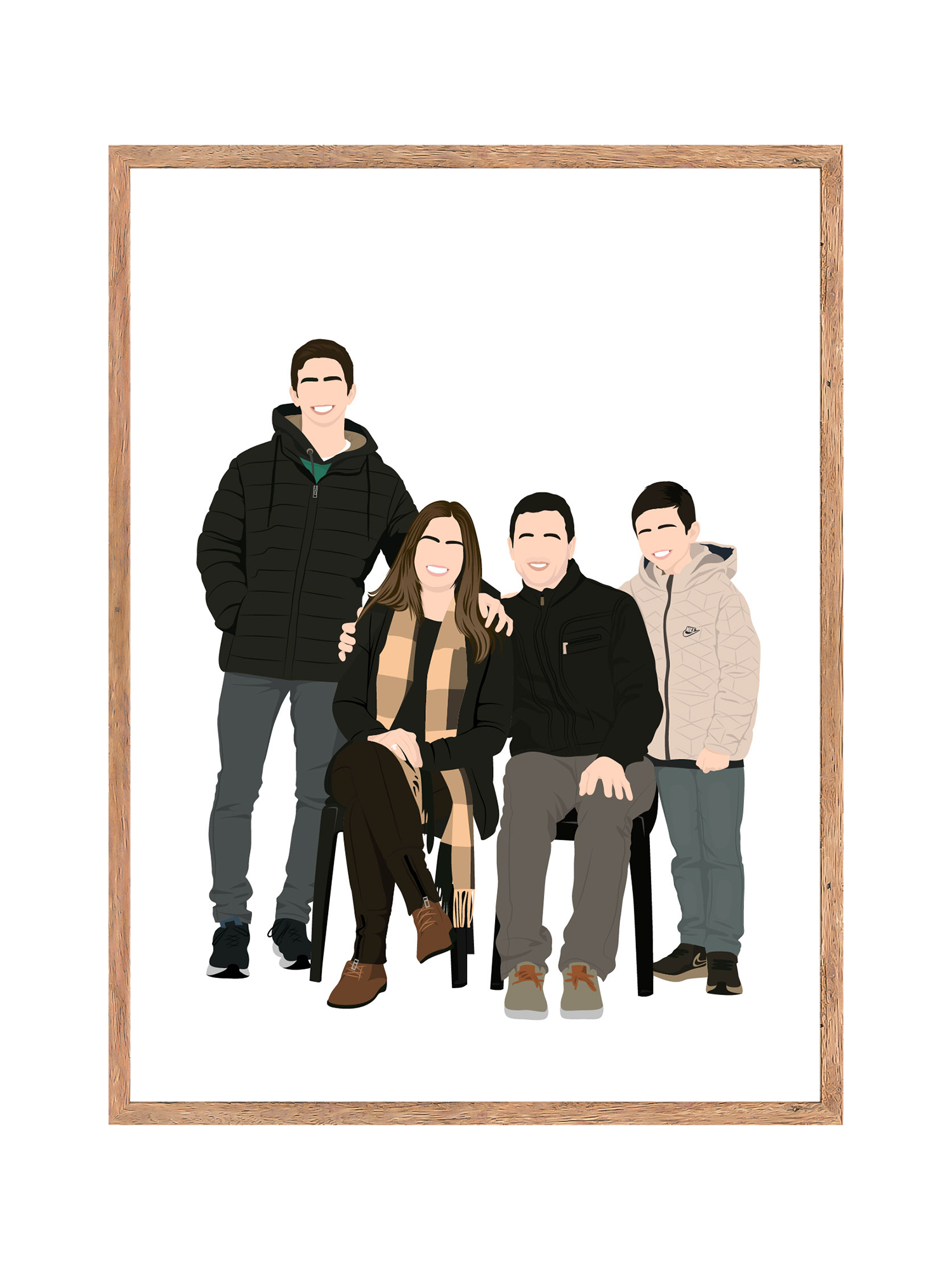 Custom hand-drawn personalized portrait from photo in Australia – unique illustration, gift or keepsake