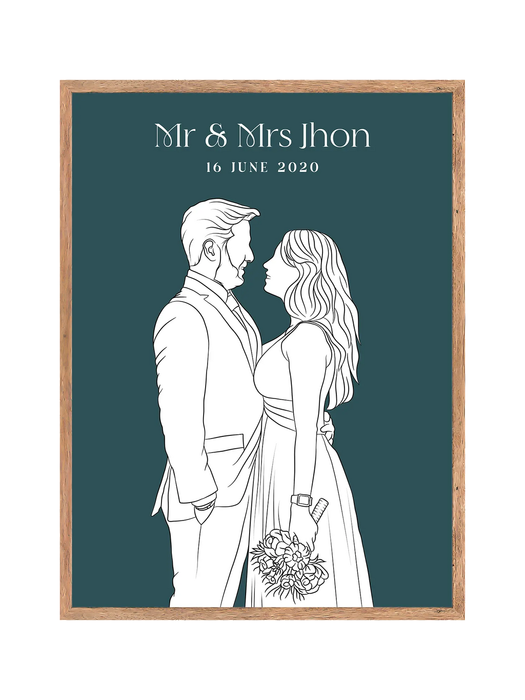 Custom minimalist hand-drawn line-art portrait from photo in Australia – personalized illustration, modern home décor