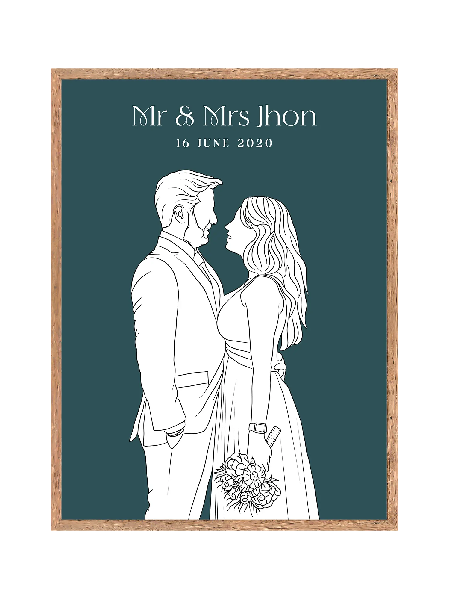 Custom minimalist hand-drawn line-art portrait from photo in Australia – personalized illustration, modern home décor