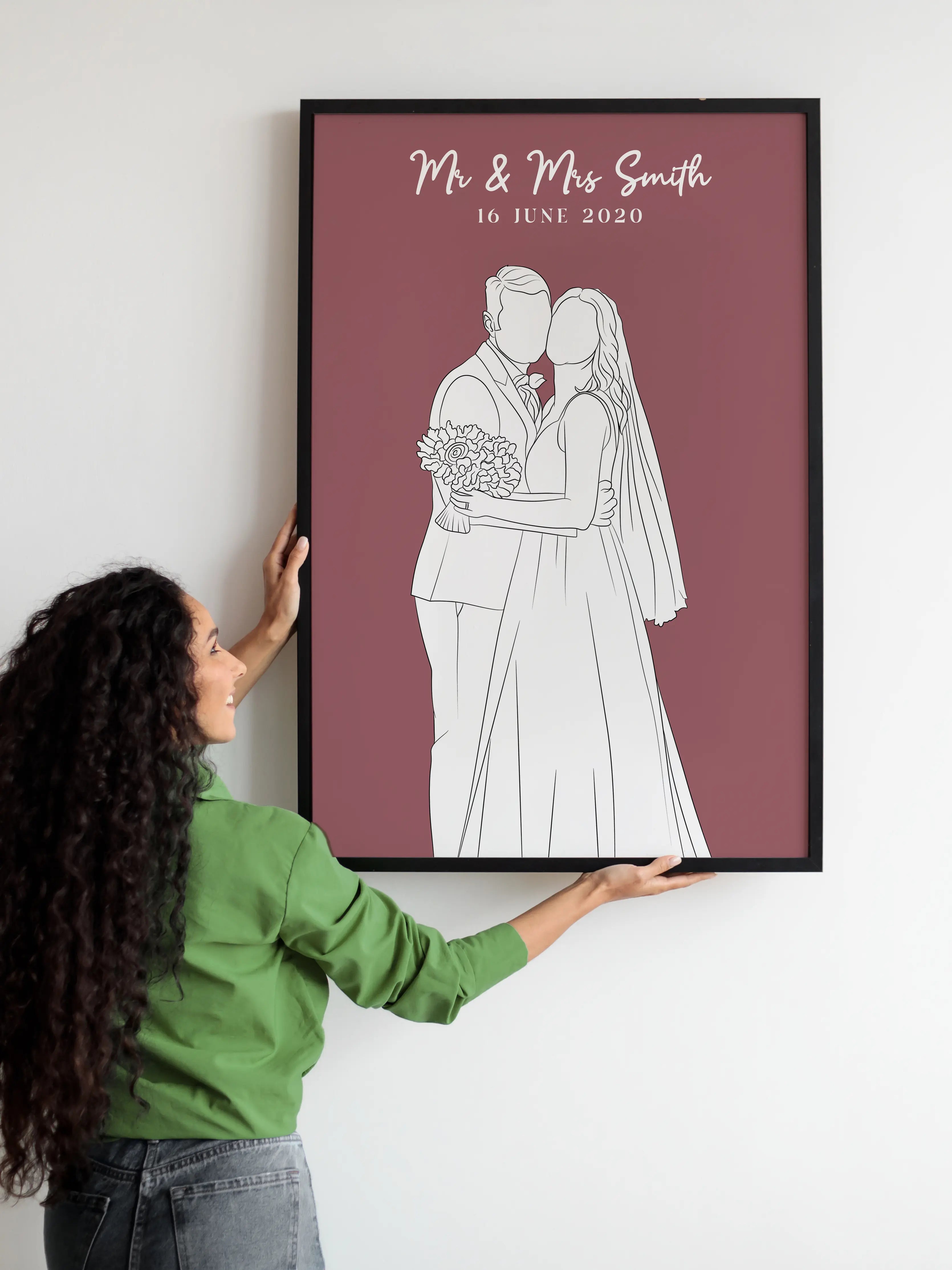 Custom modern line-art illustration – digital download or framed print Australia