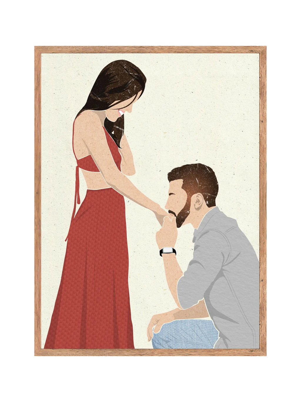 Textured hand-drawn personalized portrait from photo in Australia – unique illustration, gift or keepsake